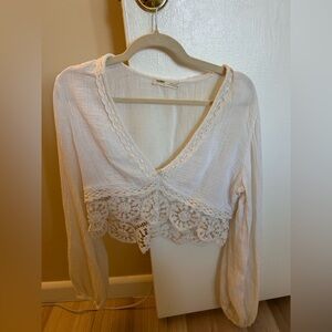 Pull&Bear Ivory Textured Top